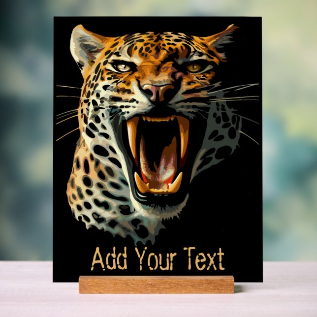 Leopard roaring attack head acrylic sign (Neutral)