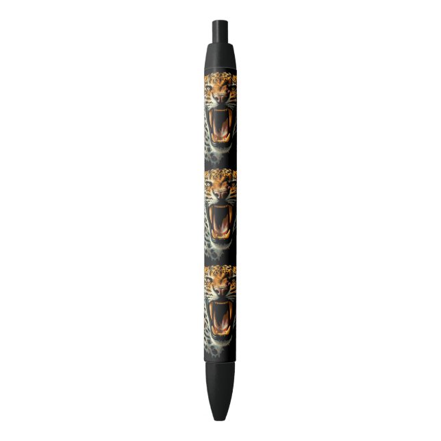 Leopard roaring attack head black ink pen (Front Vertical)