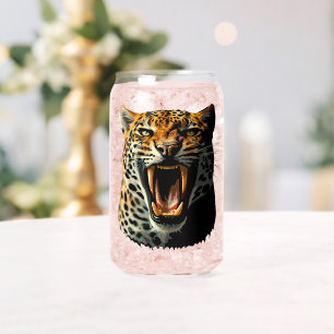 Leopard roaring attack head can glass