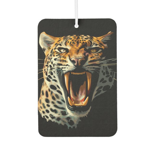 Leopard roaring attack head car air freshener (Front)