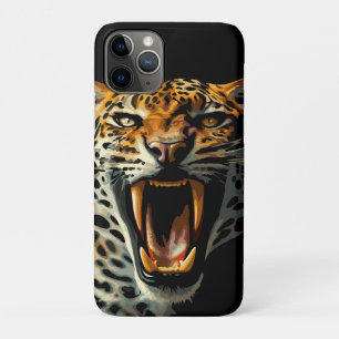 Leopard roaring attack head iPhone 11 pro case