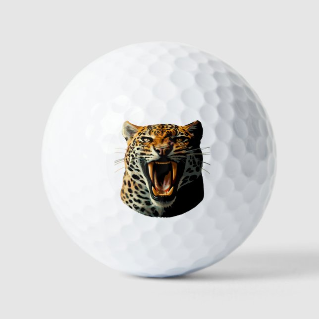 Leopard roaring attack head golf balls (Front)