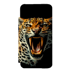 Leopard roaring attack head incipio watson™ iPhone 5 wallet case