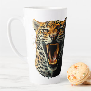 Leopard roaring attack head latte mug