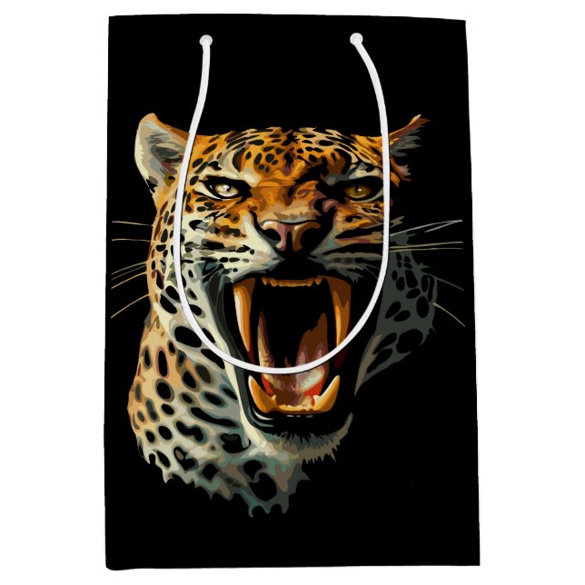 Leopard roaring attack head medium gift bag (Front)