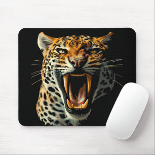 Leopard roaring attack head mouse pad