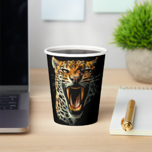 Leopard roaring attack head paper cups