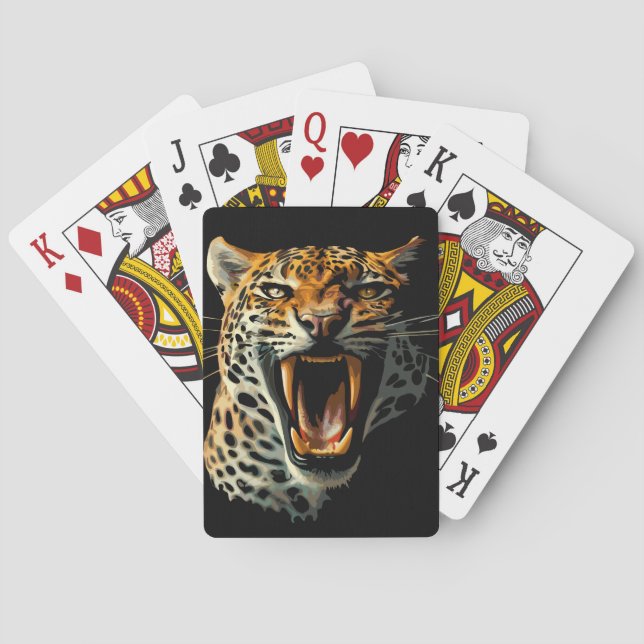 Leopard roaring attack head playing cards (Back)