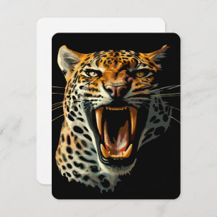 Leopard roaring attack head RSVP card