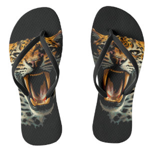 Leopard roaring attack head thongs