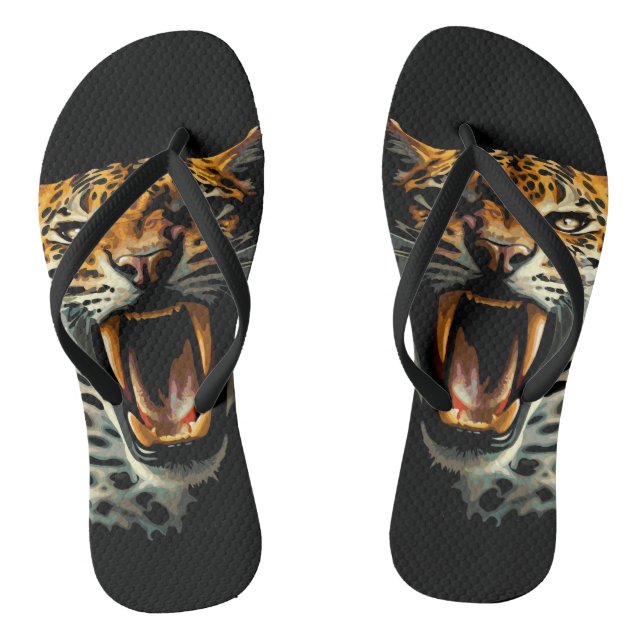 Leopard roaring attack head thongs (Footbed)