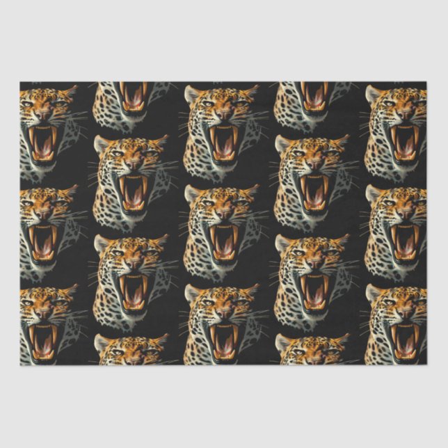 Leopard roaring attack head tissue paper (Front)