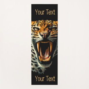 Leopard roaring attack head yoga mat