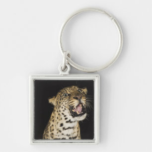 Leopard roaring key ring