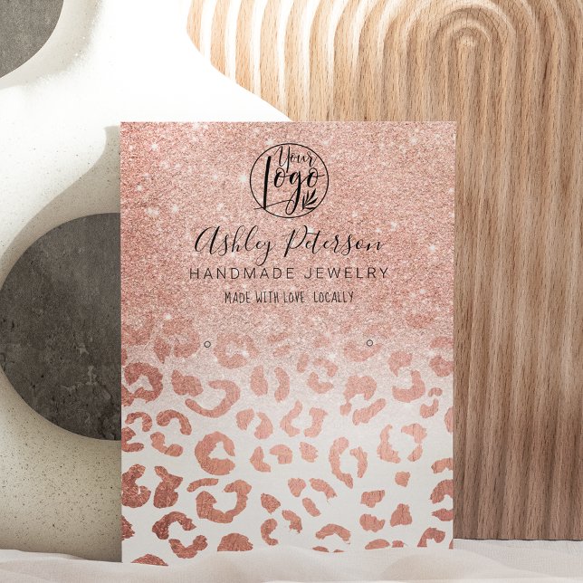 Leopard rose gold glitter logo jewellery earring business card (Creator Uploaded)