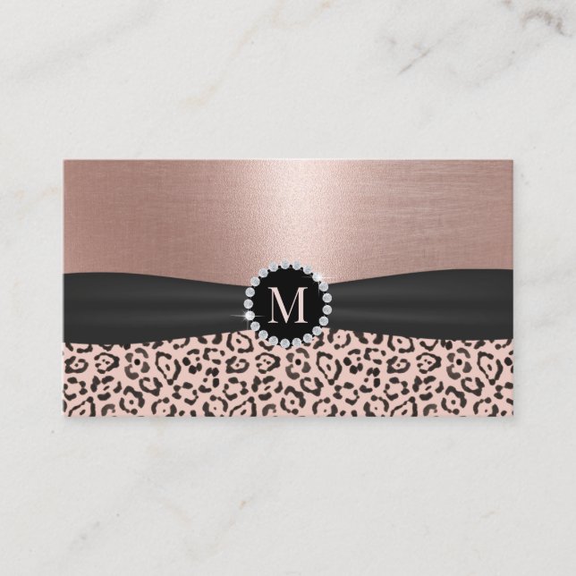 Leopard Rose Gold Makeup Artist Hair Salon Business Card (Front)