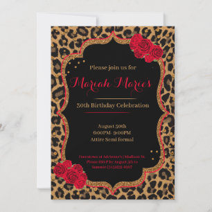 Leopard & Roses Birthday Invite