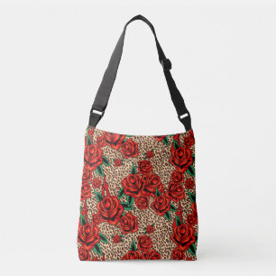 leopard roses crossbody bag
