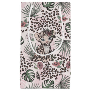 Leopard Safari Baby Girl Jungle Floral Small Gift Bag