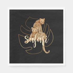 Leopard safari black napkin