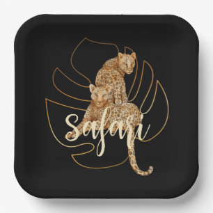 Leopard safari black plates