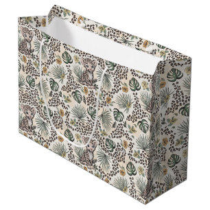 Leopard Safari Kids Floral Jungle Pattern Large Gift Bag