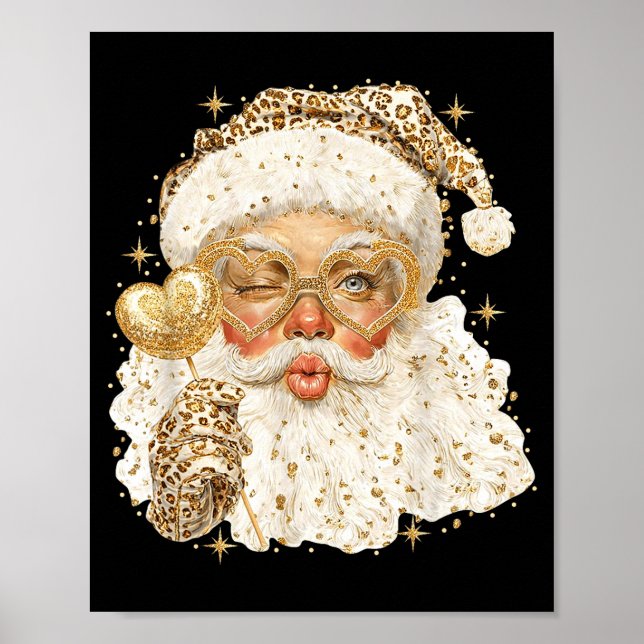 Leopard Santa Christmas Funny Gift For Women, Girl Poster (Front)