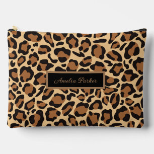 Leopard Seamless Pattern Custom Name  Accessory Pouch