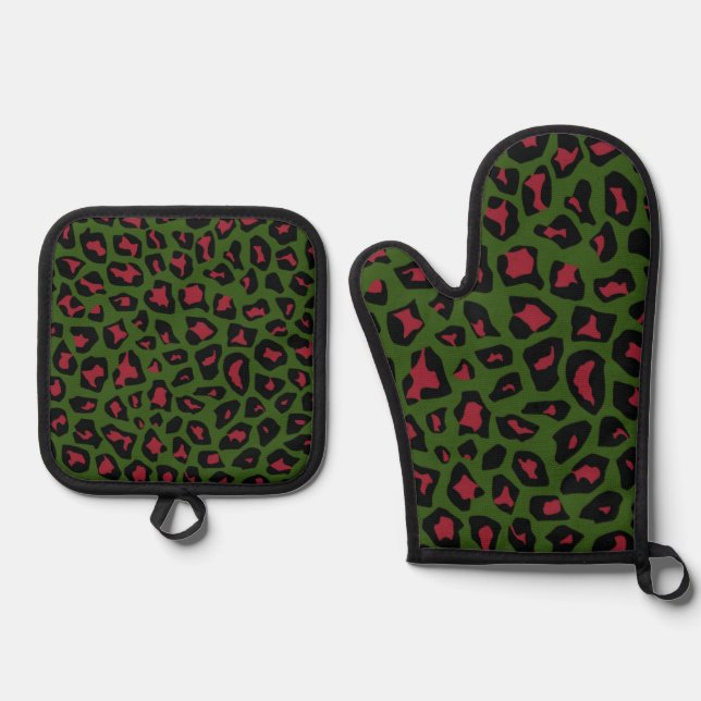 Leopard Seamless Pattern  Oven Mitt & Pot Holder Set (Front)
