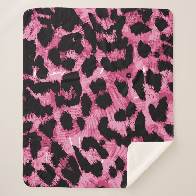 Leopard seamless pattern sherpa blanket (Front)