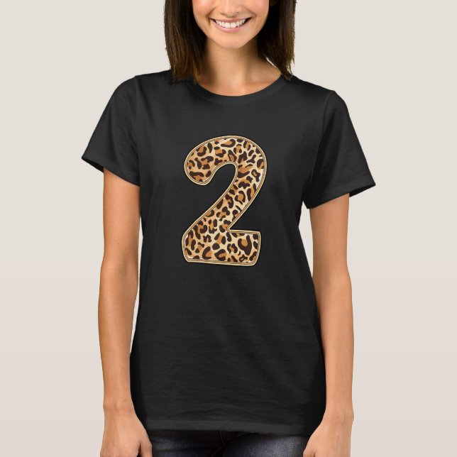 Leopard Second 2nd Birthday Party Two 2 Years Old  T-Shirt (Front)