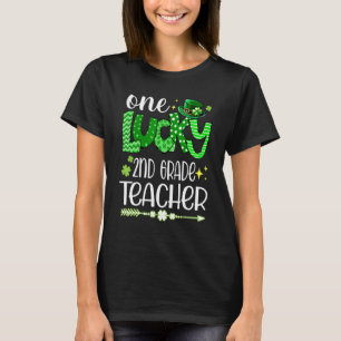 Leopard Shamrock One Lucky 2nd Grade Teacher St Pa T-Shirt