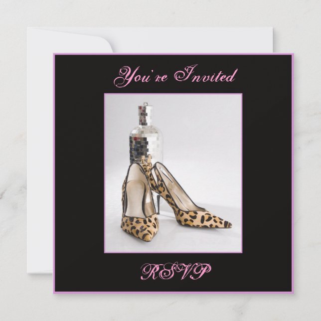 Leopard Shoe Invitation Square, You're Invited (Front)