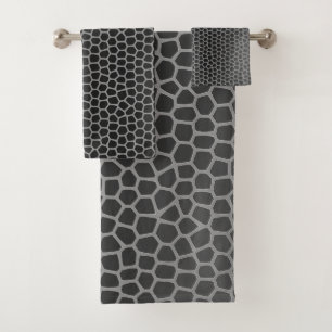 LEOPARD SILVER GREY BATHROOM TOWEL SET