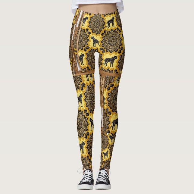 Leopard Sketch Fusion Pattern Art Leggings (Front)