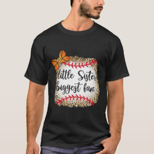 Leopard Sketll Little Sister Biggest Fan Game Day T-Shirt