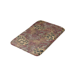 Leopard Skin and Paisley Print Bath Mat
