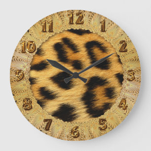Leopard Skin Animal Print Large Clock