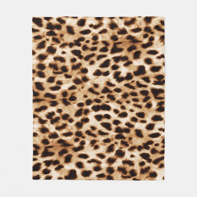 Leopard Skin, Authentic Wildlife Pattern. Fleece Blanket (Front)