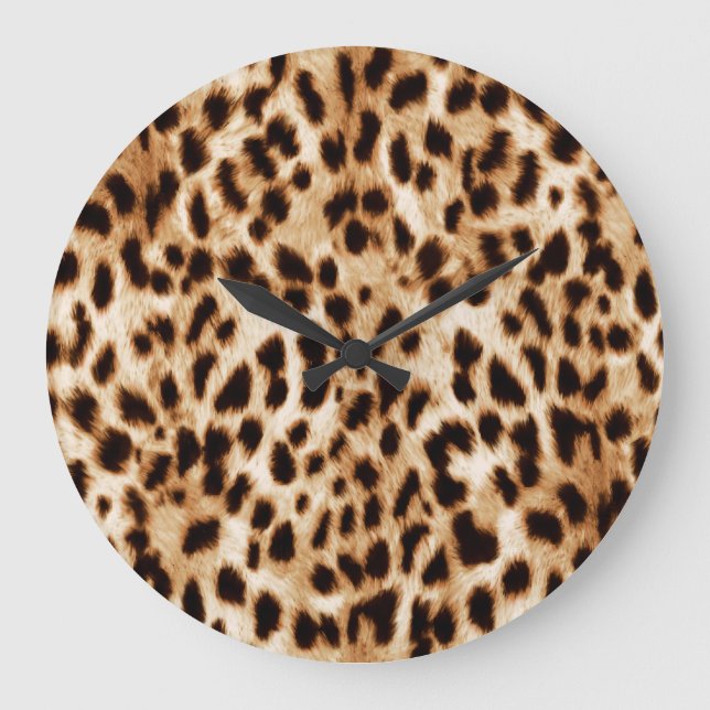 Leopard Skin, Authentic Wildlife Pattern. Large Clock (Front)