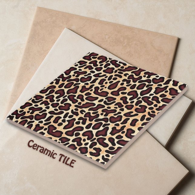 Leopard Skin Brown Cream Pattern -  Ceramic Tile (Creator Uploaded)