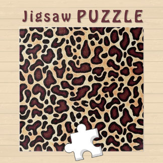 Leopard Skin Brown Cream Pattern - Jigsaw Puzzle