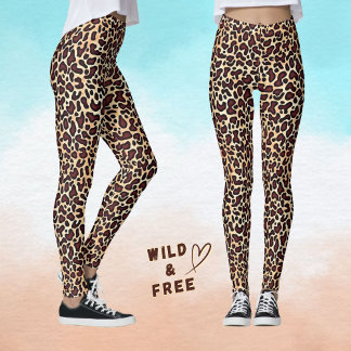 Leopard Skin Brown Cream Pattern -  Leggings