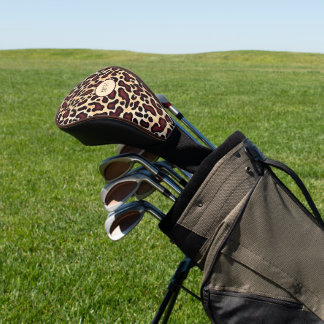 Leopard Skin Brown Cream Pattern Monogrammed -  Golf Head Cover