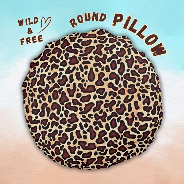 Leopard Skin Brown Cream Pattern -  Round Cushion (Creator Uploaded)