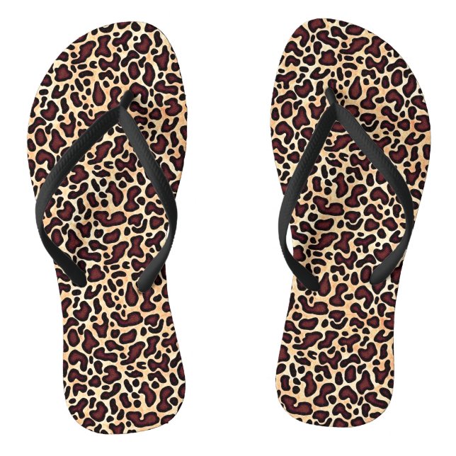 Leopard Skin Brown Cream Pattern -  Thongs (Footbed)