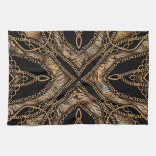 Leopard Skin & Chain Jewellery Tea Towel