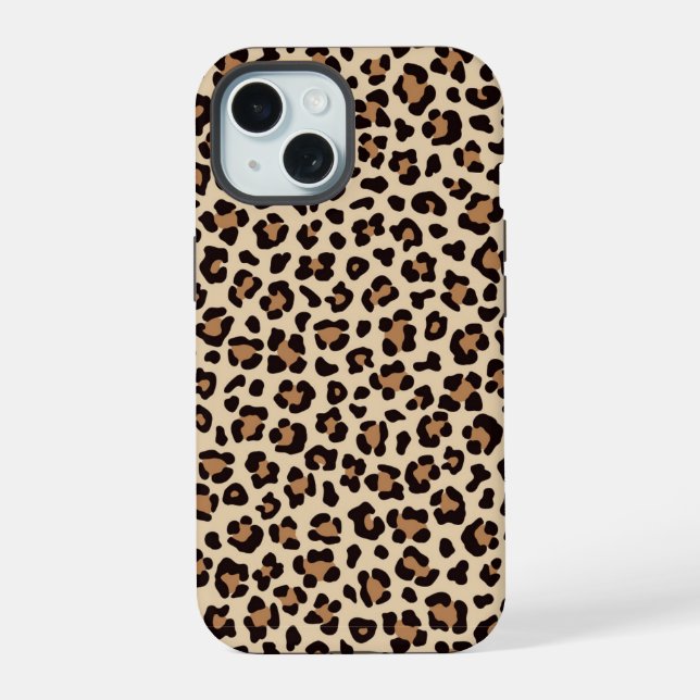 Leopard Skin Fur Pattern iPhone 15 Case (Back)