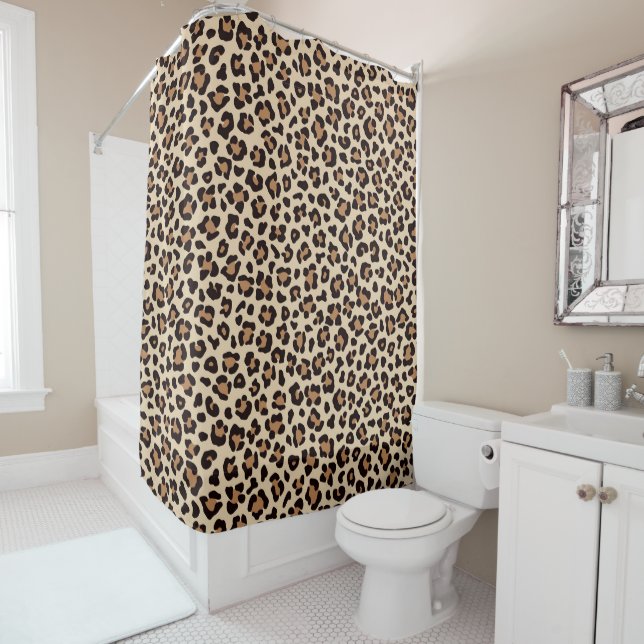 Leopard Skin Fur Pattern Shower Curtain (In Situ)