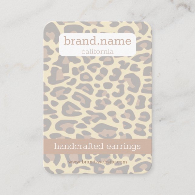 Leopard Skin Handmade Jewellery Studs Display Hold Business Card (Front)